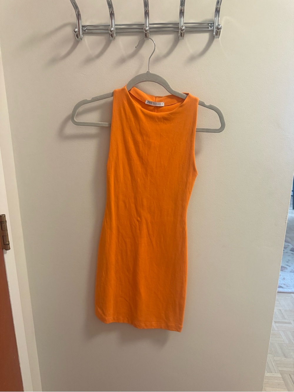 Zara Bright Orange Sleeveless Mini Dress